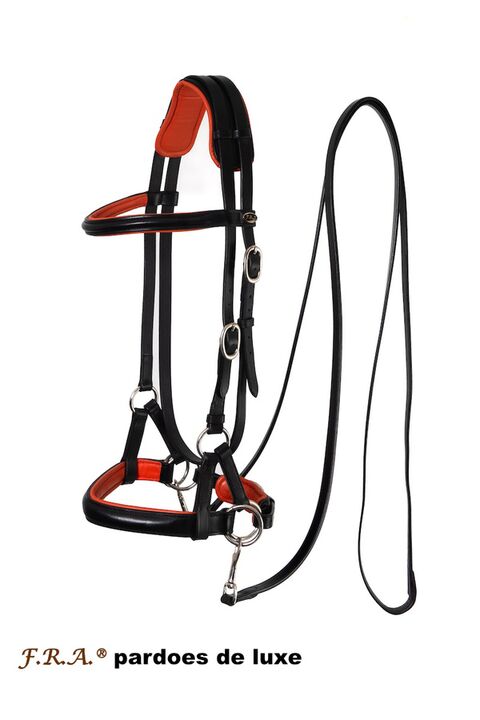Sidepull et rênes Pardoes de luxe black-orange CHEVAL- FRA